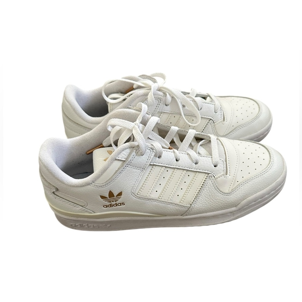 Adidas Forum Low White Gold tumbled leather sneakers size 10.5 women - Picture 3 of 12